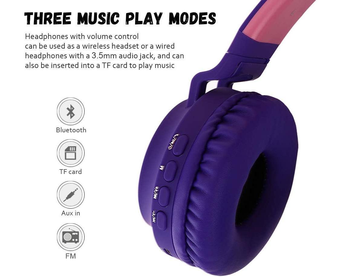 babies Bluetooth Cat Ear Headphones Foldable Stereo Wireless Headphones V1263-JX-22