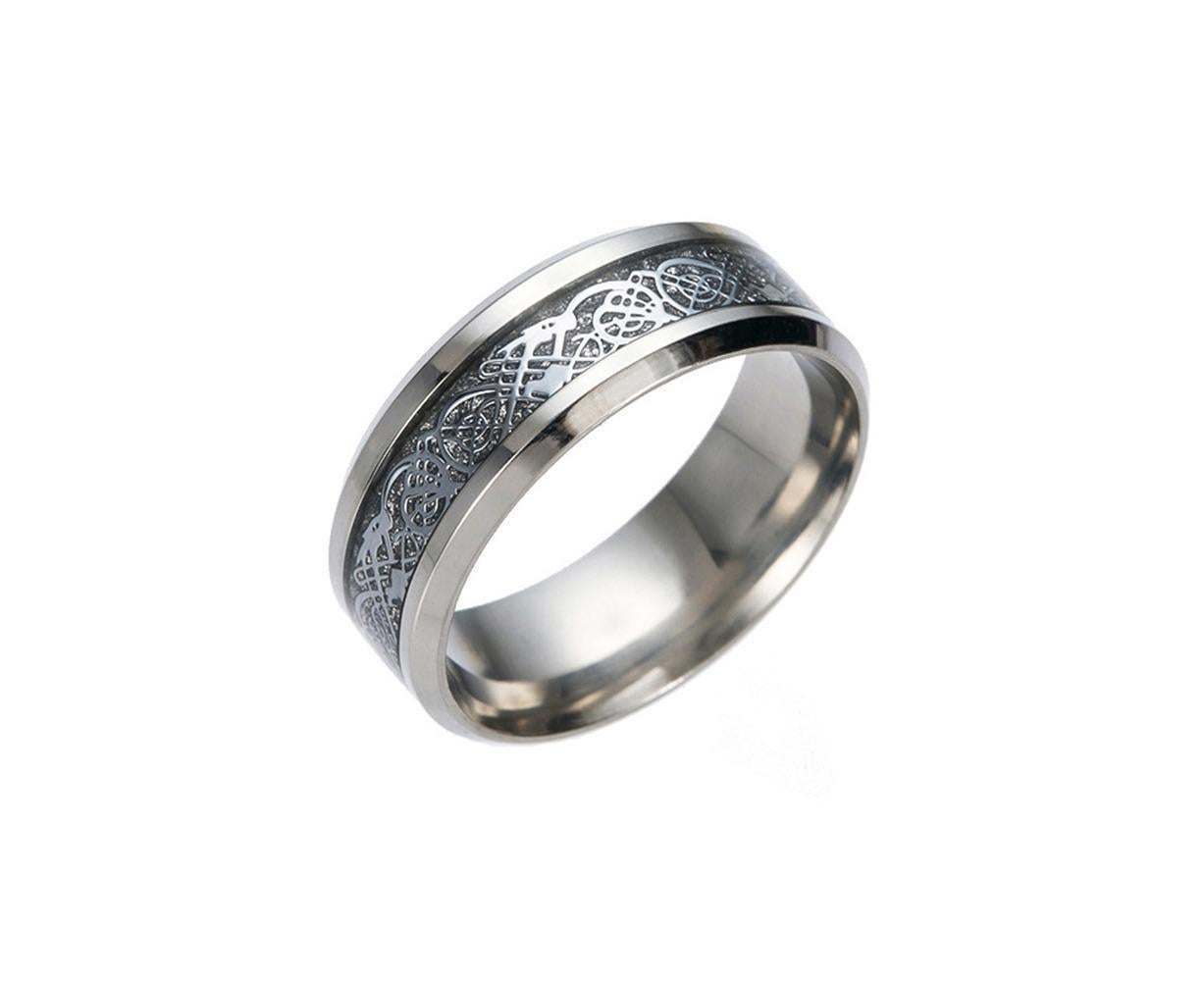 Stylish Men Titanium Steel Smooth Surface Wedding Band Finger Ring Jewelry Gift-Blue + Golden US 11 V1263-JX-222