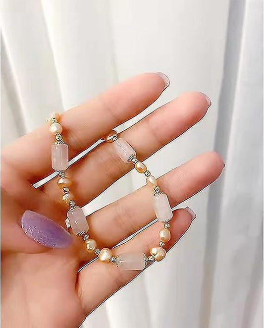 Natural Jade Pearls Bracelet Gold Wealthy Good Fortune Jade Bangle Amulet For Women, Lucky Jade Feng Shui V1263-JX-2222