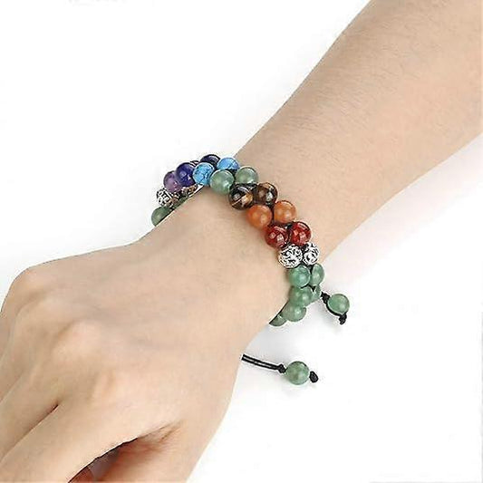Top Plaza Bead Chakra Bracelet 7 Chakras Healing Crystals Bracelet Yoga Stone Beads Bracelets Meditation V1263-JX-2230