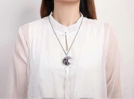 Tree of Life Wire Wrapped Crescent Moon Pendant Necklace Reiki Healing Crystal Stone Necklaces Natural V1263-JX-2232