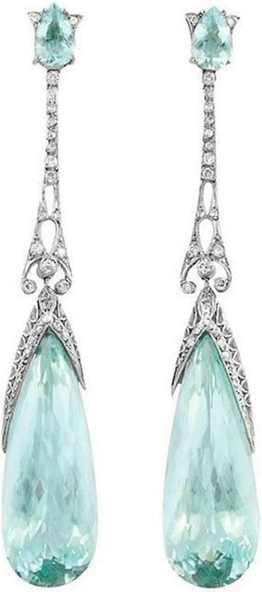Water Drop Long Dangle Earrings Crystal Waterdrop Pierced Crystal Teardrop Long Earrings for Women Simple V1263-JX-2234