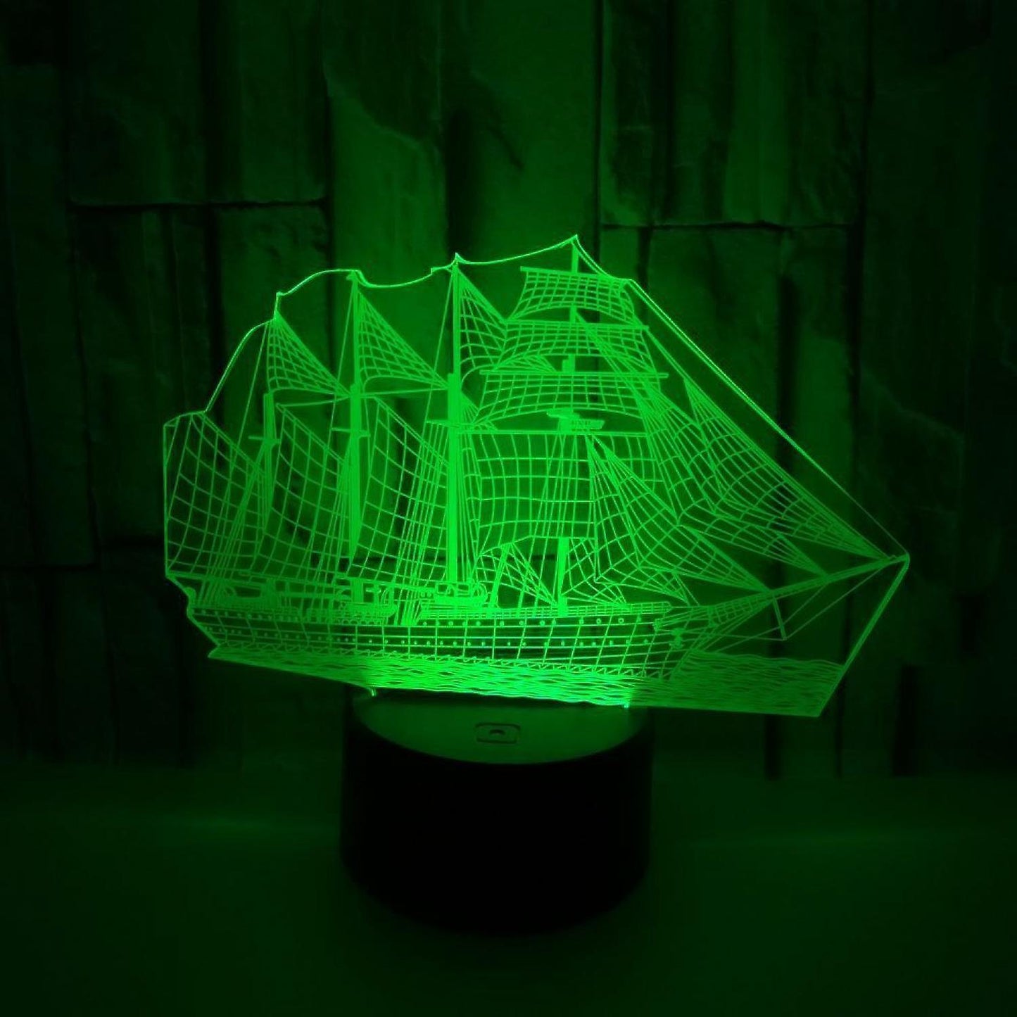 3D Illusion Sailboat LED Night Light 7 Colors Grad V1263-JX-2236