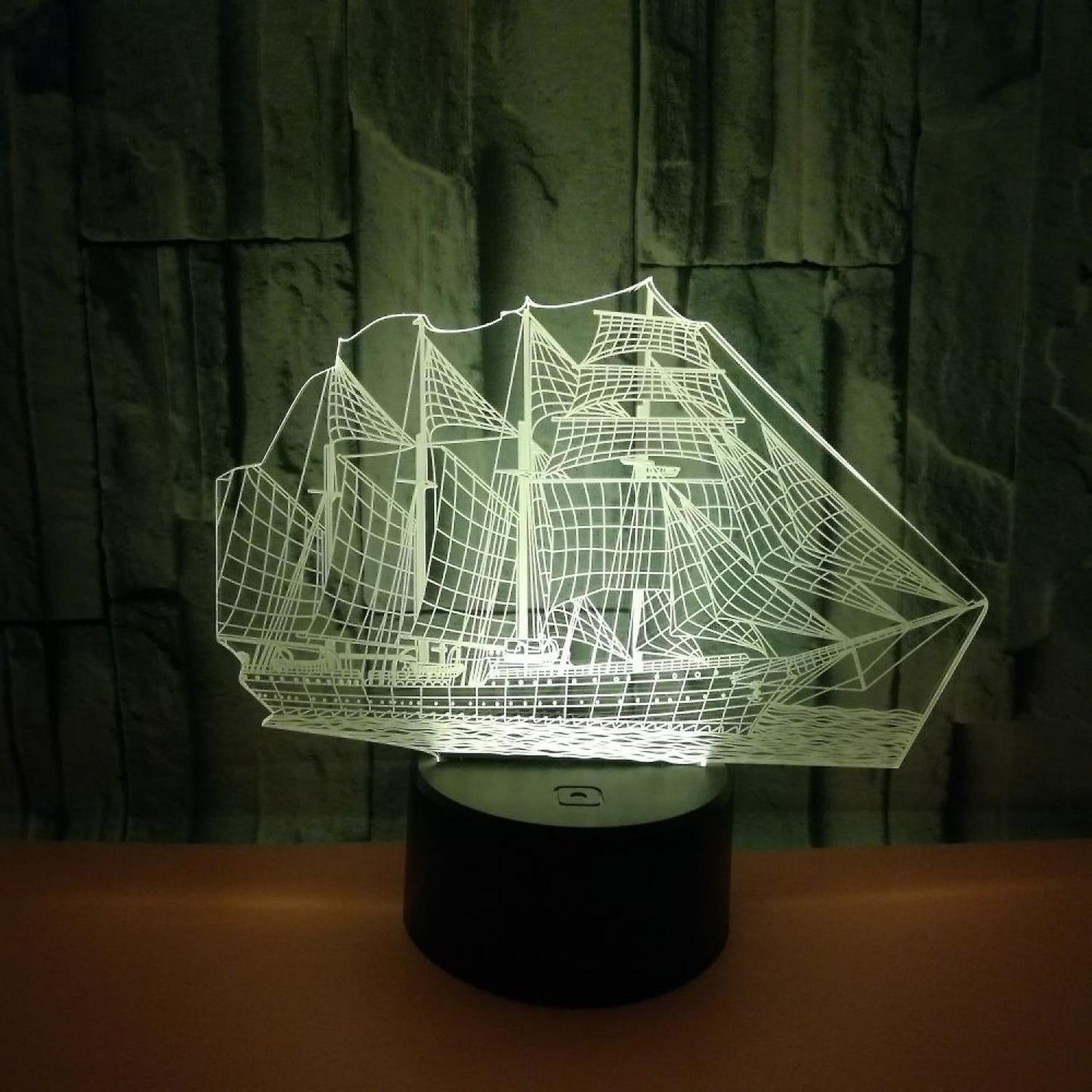 3D Illusion Sailboat LED Night Light 7 Colors Grad V1263-JX-2236