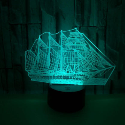 3D Illusion Sailboat LED Night Light 7 Colors Grad V1263-JX-2236