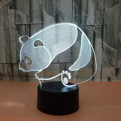 3D Illusion Lamp LED Panda Night Light Animal Toys V1263-JX-2237