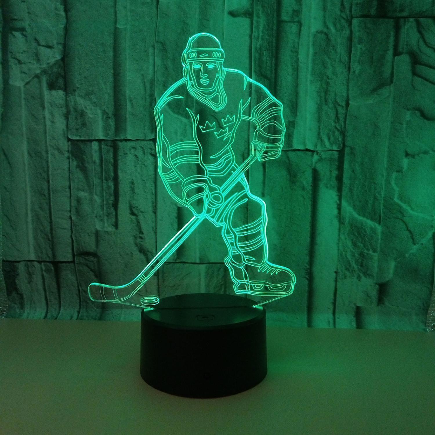 3D Night Lights Ice Hockey Athlete 3D Illusion Bed V1263-JX-2238