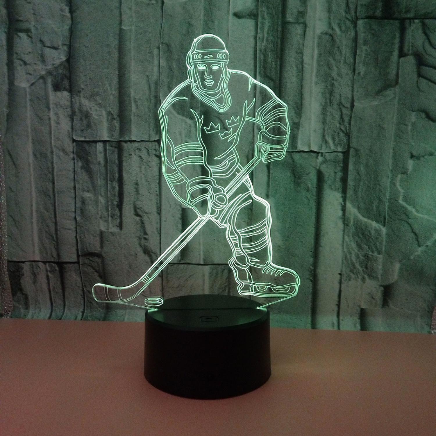 3D Night Lights Ice Hockey Athlete 3D Illusion Bed V1263-JX-2238