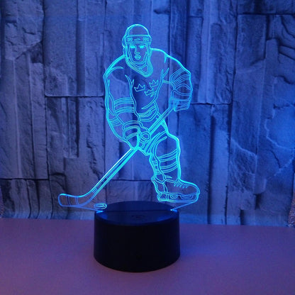 3D Night Lights Ice Hockey Athlete 3D Illusion Bed V1263-JX-2238