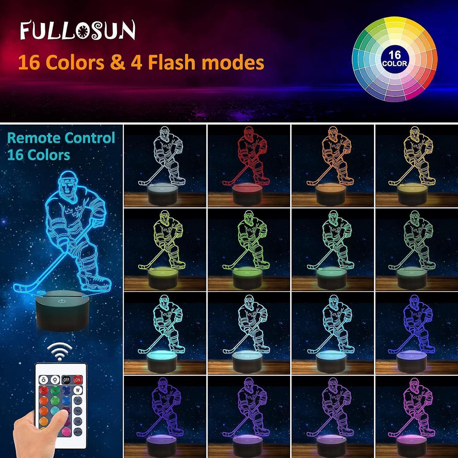 3D Night Lights Ice Hockey Athlete 3D Illusion Bed V1263-JX-2238