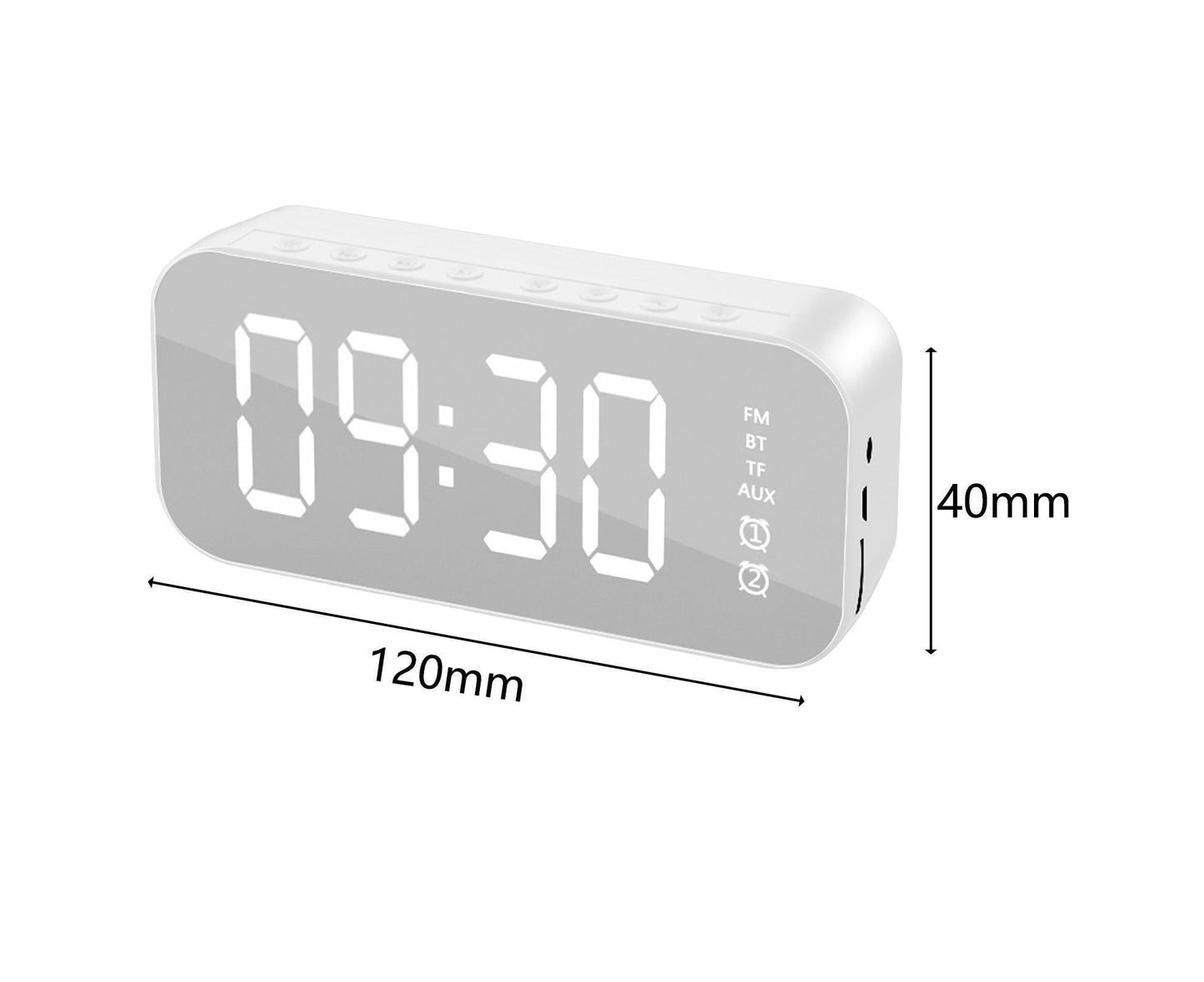 4.2 Version Alarm Clock Handsfree Multifunctional ABS LED Digital Display Mirror Screen Bluetooth-compatible V1263-JX-224