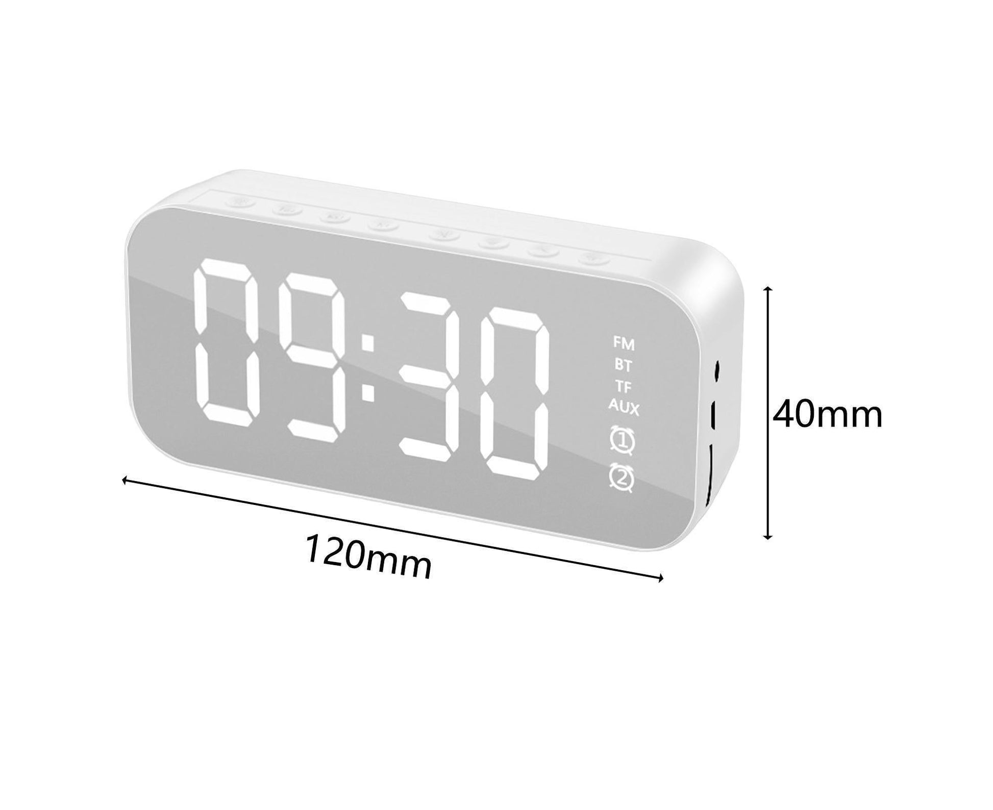 4.2 Version Alarm Clock Handsfree Multifunctional ABS LED Digital Display Mirror Screen Bluetooth-compatible V1263-JX-224