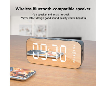 4.2 Version Alarm Clock Handsfree Multifunctional ABS LED Digital Display Mirror Screen Bluetooth-compatible V1263-JX-224