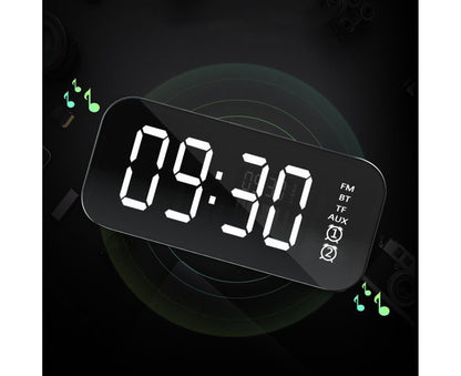 4.2 Version Alarm Clock Handsfree Multifunctional ABS LED Digital Display Mirror Screen Bluetooth-compatible V1263-JX-224