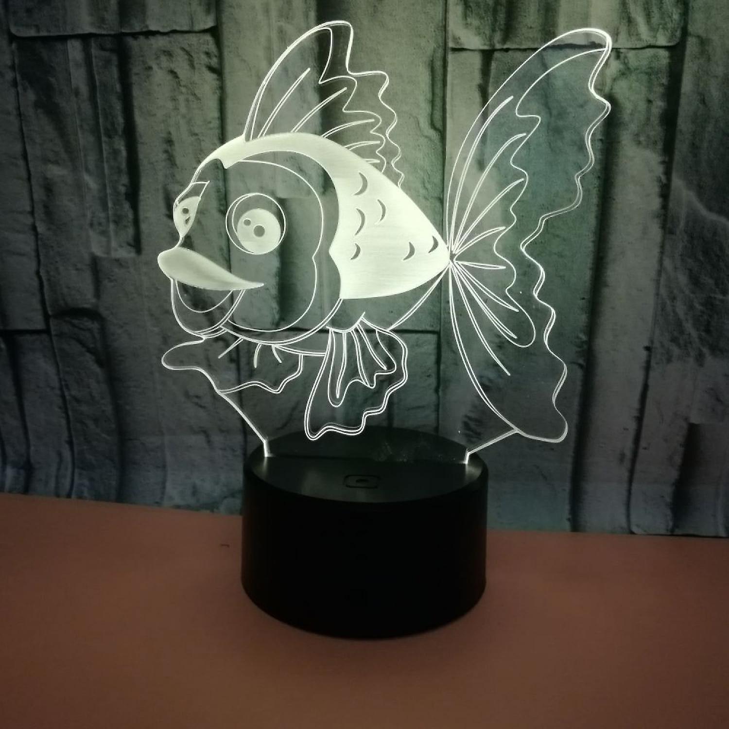 3D Fish Night Light Lamp Illusion Night Light 7 Color V1263-JX-2241