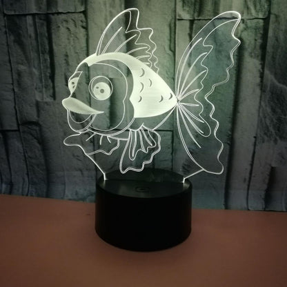 3D Fish Night Light Lamp Illusion Night Light 7 Color V1263-JX-2241