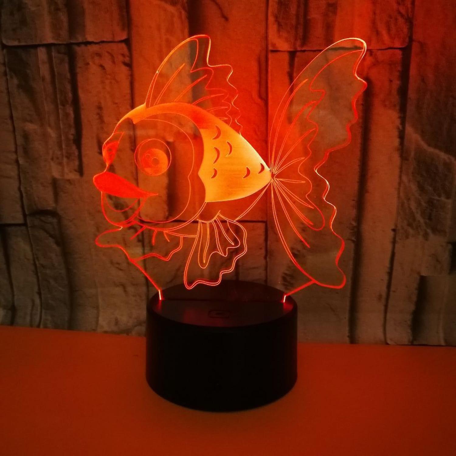 3D Fish Night Light Lamp Illusion Night Light 7 Color V1263-JX-2241
