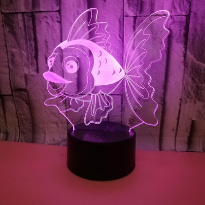 3D Fish Night Light Lamp Illusion Night Light 7 Color V1263-JX-2241
