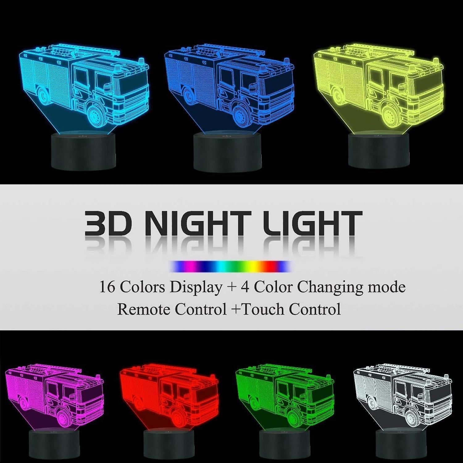 3D Night Light Fire Fighting Illusion Lamp with Re V1263-JX-2246