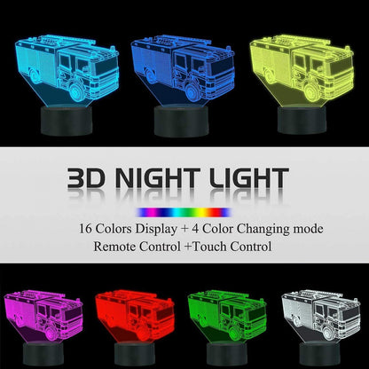 3D Night Light Fire Fighting Illusion Lamp with Re V1263-JX-2246