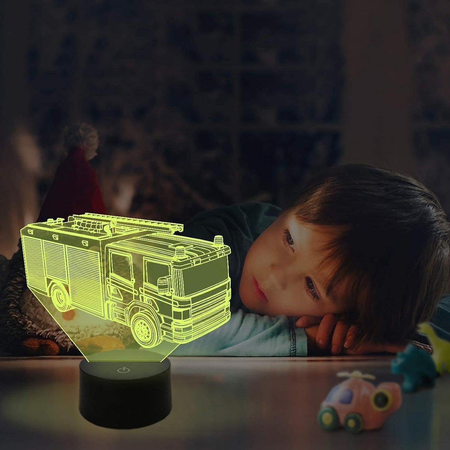 3D Night Light Fire Fighting Illusion Lamp with Re V1263-JX-2246