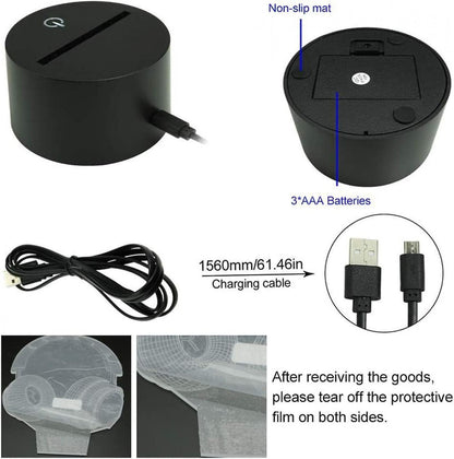 3D Illusion Headphone Headset Night Light 7 Colors V1263-JX-2247