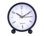 4inch Metal Round Alarm Clock Quiet Desktop Bedroom Battery Operated Timepiece - Black V1263-JX-225