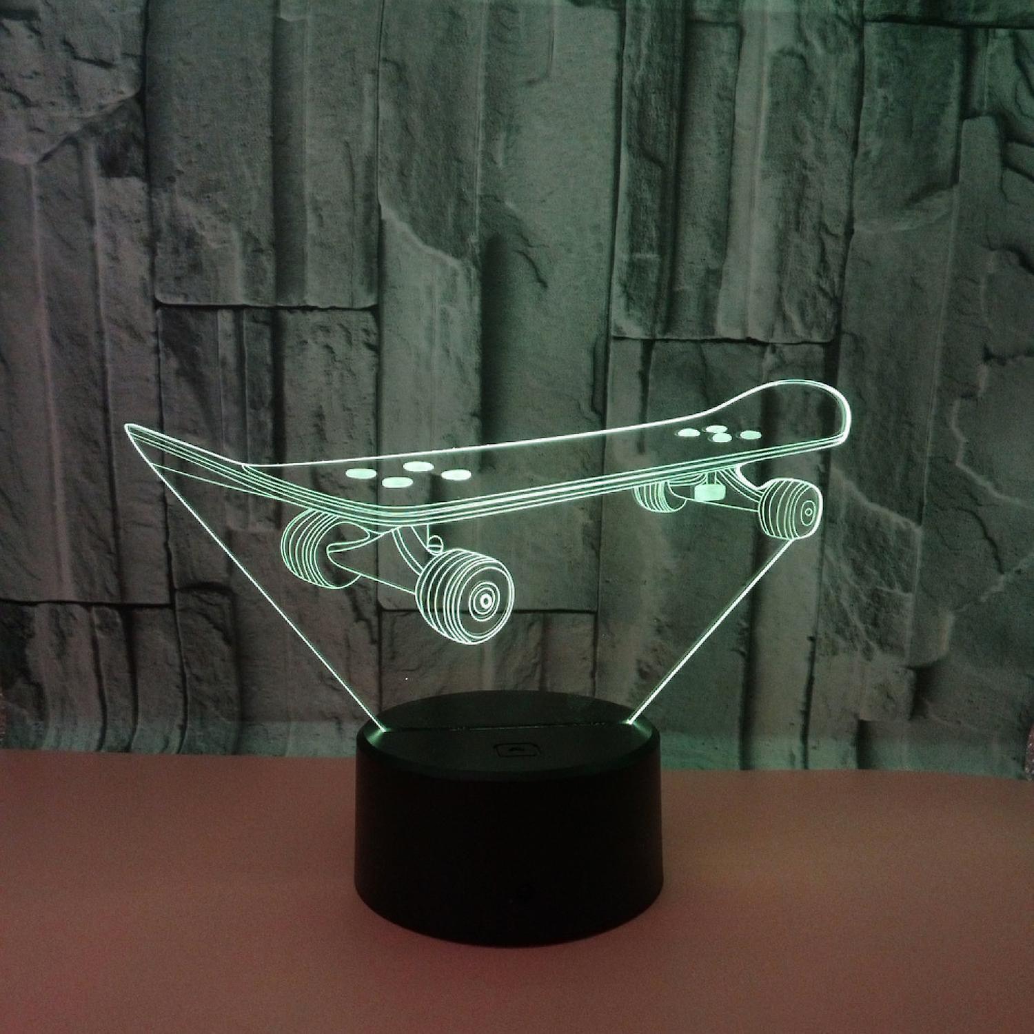 3D Optical Illusion Skateboard Sensor Night Light V1263-JX-2254