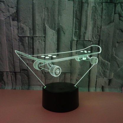 3D Optical Illusion Skateboard Sensor Night Light V1263-JX-2254