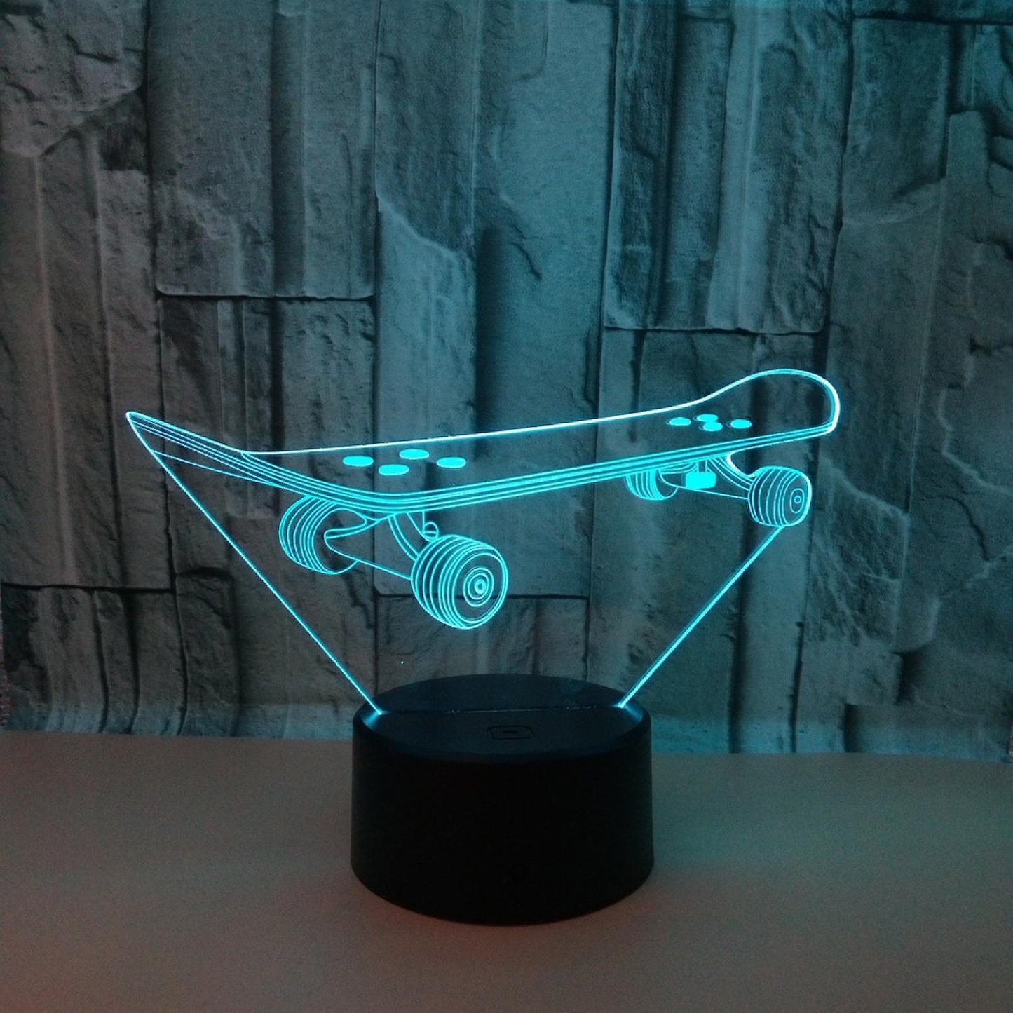 3D Optical Illusion Skateboard Sensor Night Light V1263-JX-2254