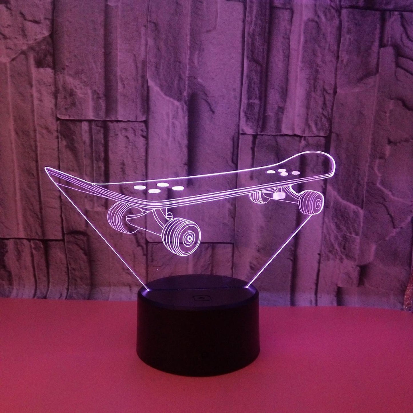 3D Optical Illusion Skateboard Sensor Night Light V1263-JX-2254