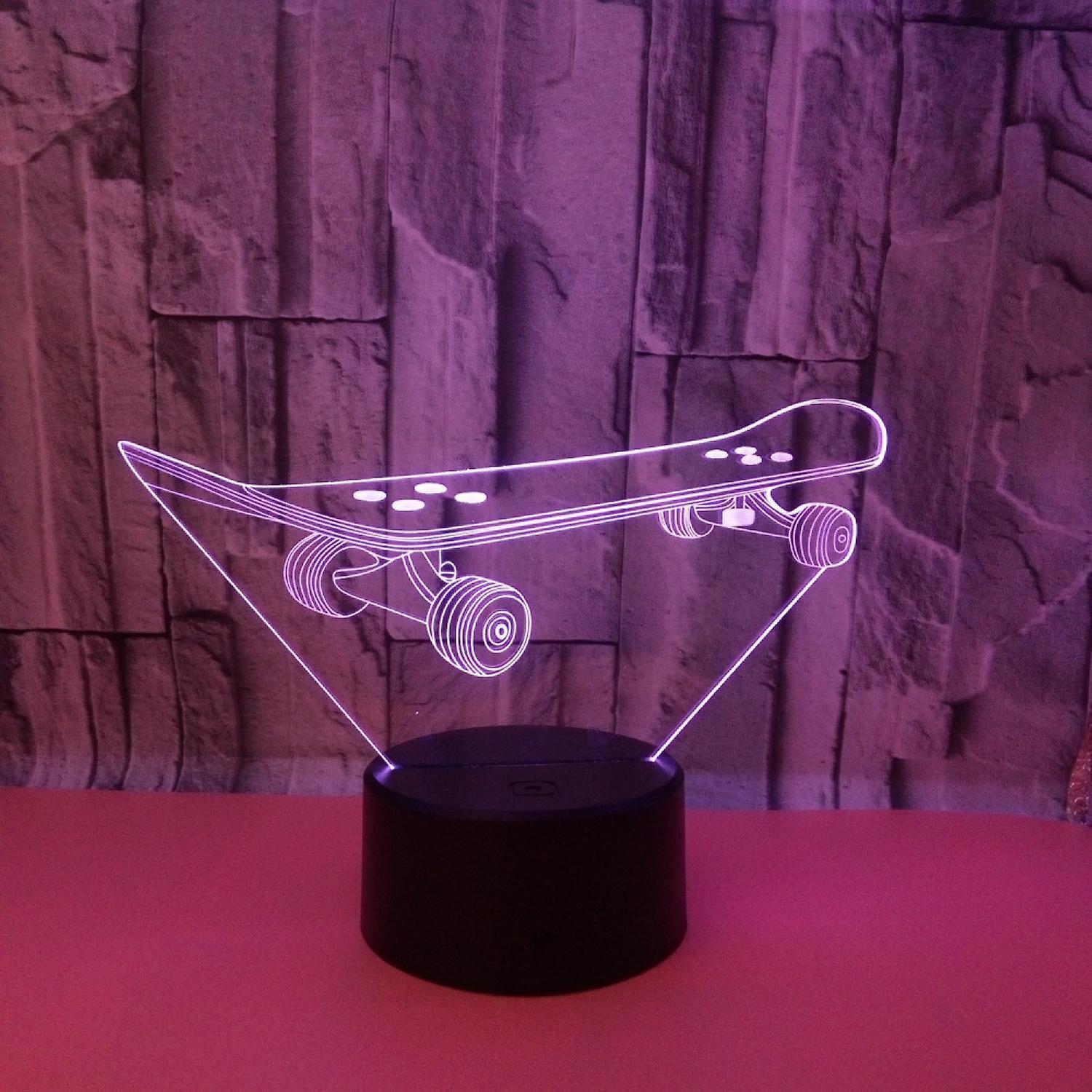 3D Optical Illusion Skateboard Sensor Night Light V1263-JX-2254