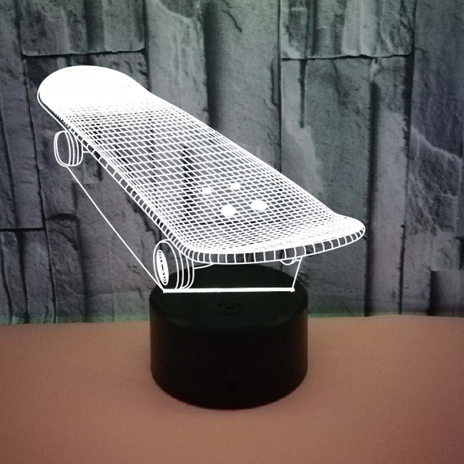 3D Optical Illusion Skateboard Sensor Night Light V1263-JX-2255
