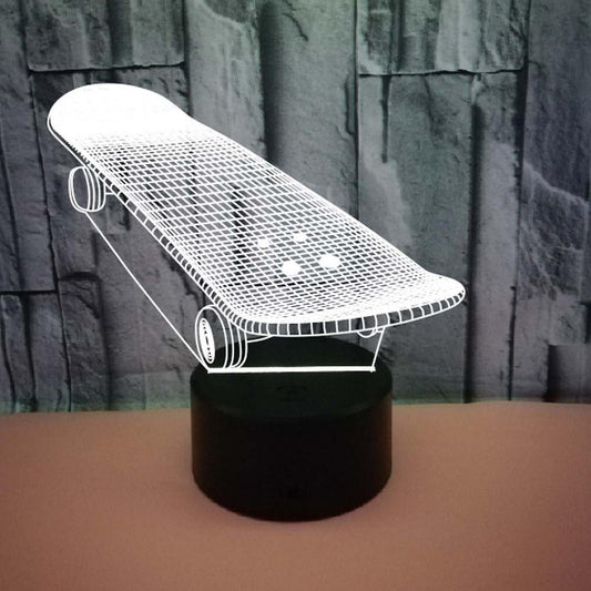 3D Optical Illusion Skateboard Sensor Night Light V1263-JX-2255