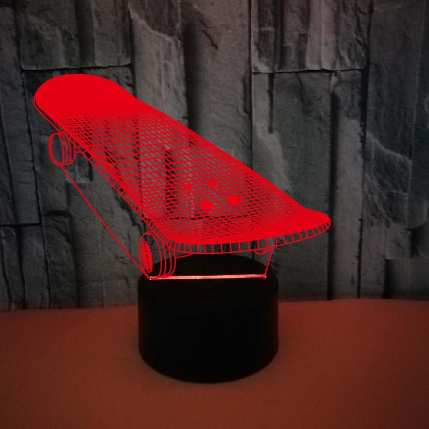 3D Optical Illusion Skateboard Sensor Night Light V1263-JX-2255