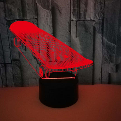 3D Optical Illusion Skateboard Sensor Night Light V1263-JX-2255
