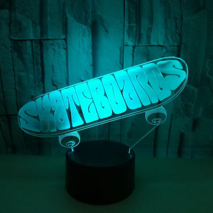 3D Optical Illusion Skateboard Sensor Night Light V1263-JX-2257