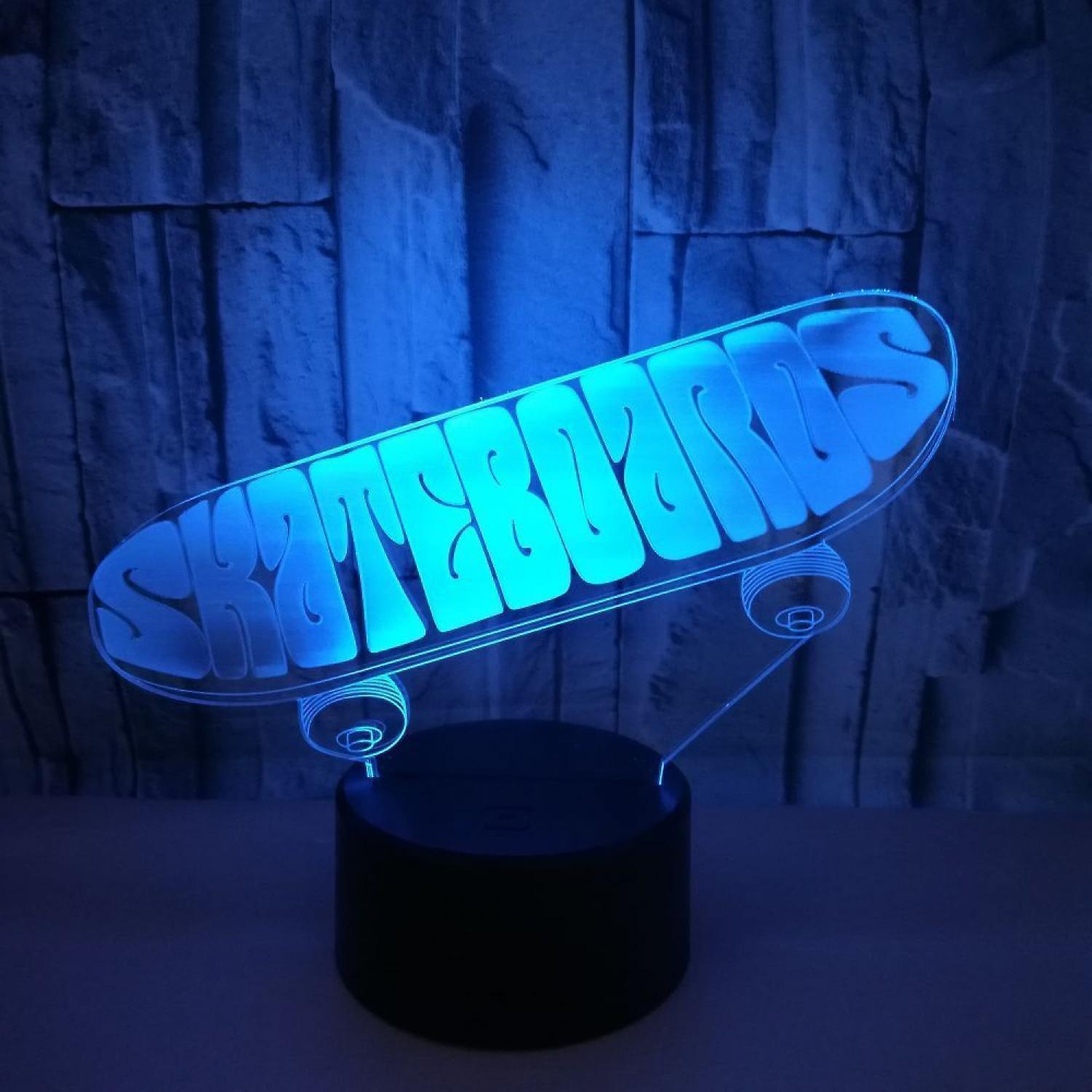3D Optical Illusion Skateboard Sensor Night Light V1263-JX-2257