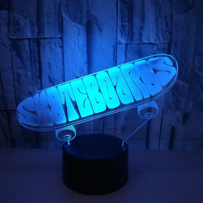 3D Optical Illusion Skateboard Sensor Night Light V1263-JX-2257