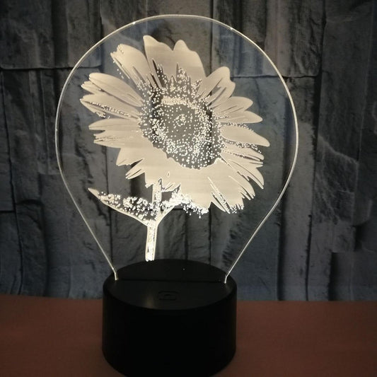 3D Sunflower Night Light Touch Table Desk Optical Illusion Lamps 7 Color Changing Lights Home Decoration Xmas V1263-JX-2258