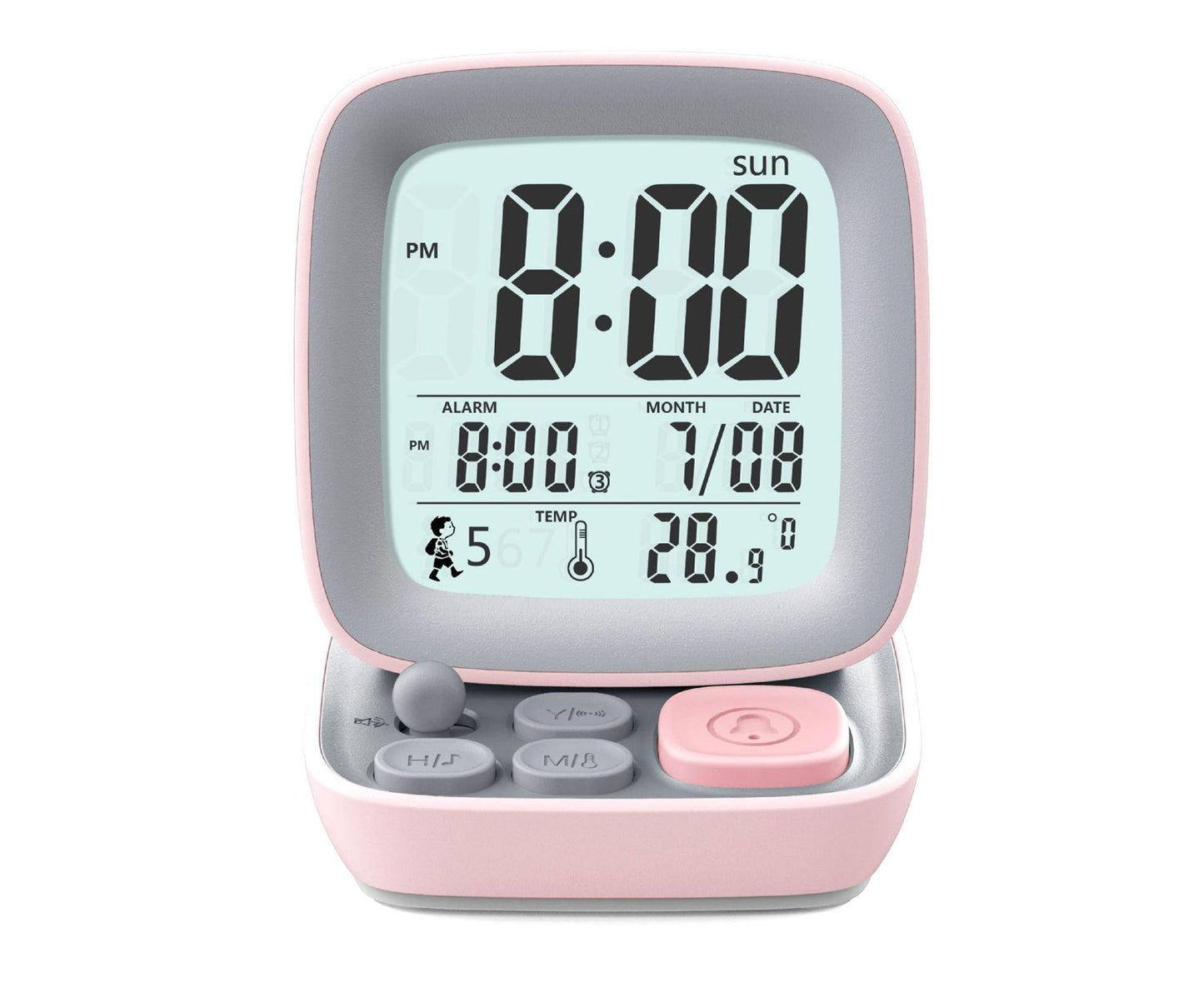 500mAh Alarm Clock Mute Battery Operated ABS Snooze Chargeable Digital Clock for babies - Pink V1263-JX-226
