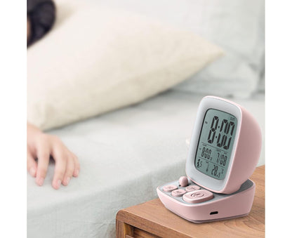 500mAh Alarm Clock Mute Battery Operated ABS Snooze Chargeable Digital Clock for babies - Pink V1263-JX-226