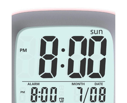500mAh Alarm Clock Mute Battery Operated ABS Snooze Chargeable Digital Clock for babies - Pink V1263-JX-226