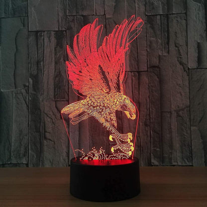 Optical Illusion 3D Eagle Night Light 16 Colors Changing Remote Control USB Touch Switch Gift V1263-JX-2263