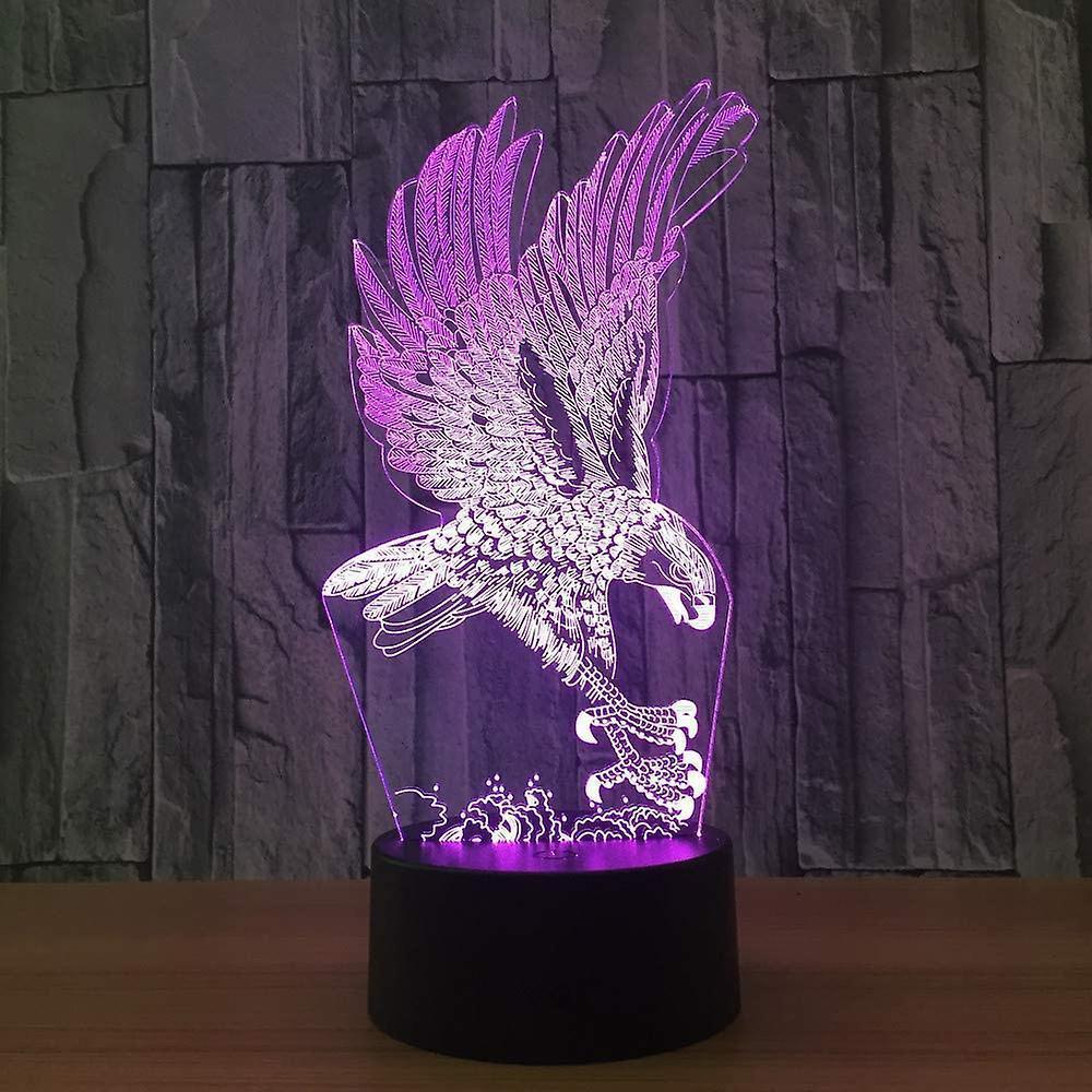 Optical Illusion 3D Eagle Night Light 16 Colors Changing Remote Control USB Touch Switch Gift V1263-JX-2263