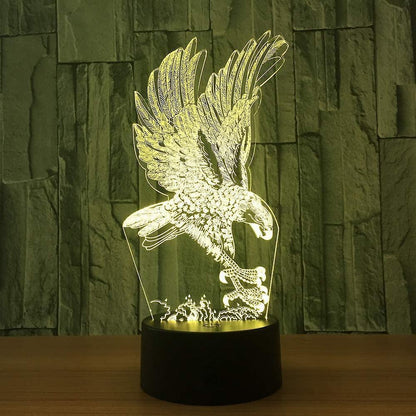 Optical Illusion 3D Eagle Night Light 16 Colors Changing Remote Control USB Touch Switch Gift V1263-JX-2263
