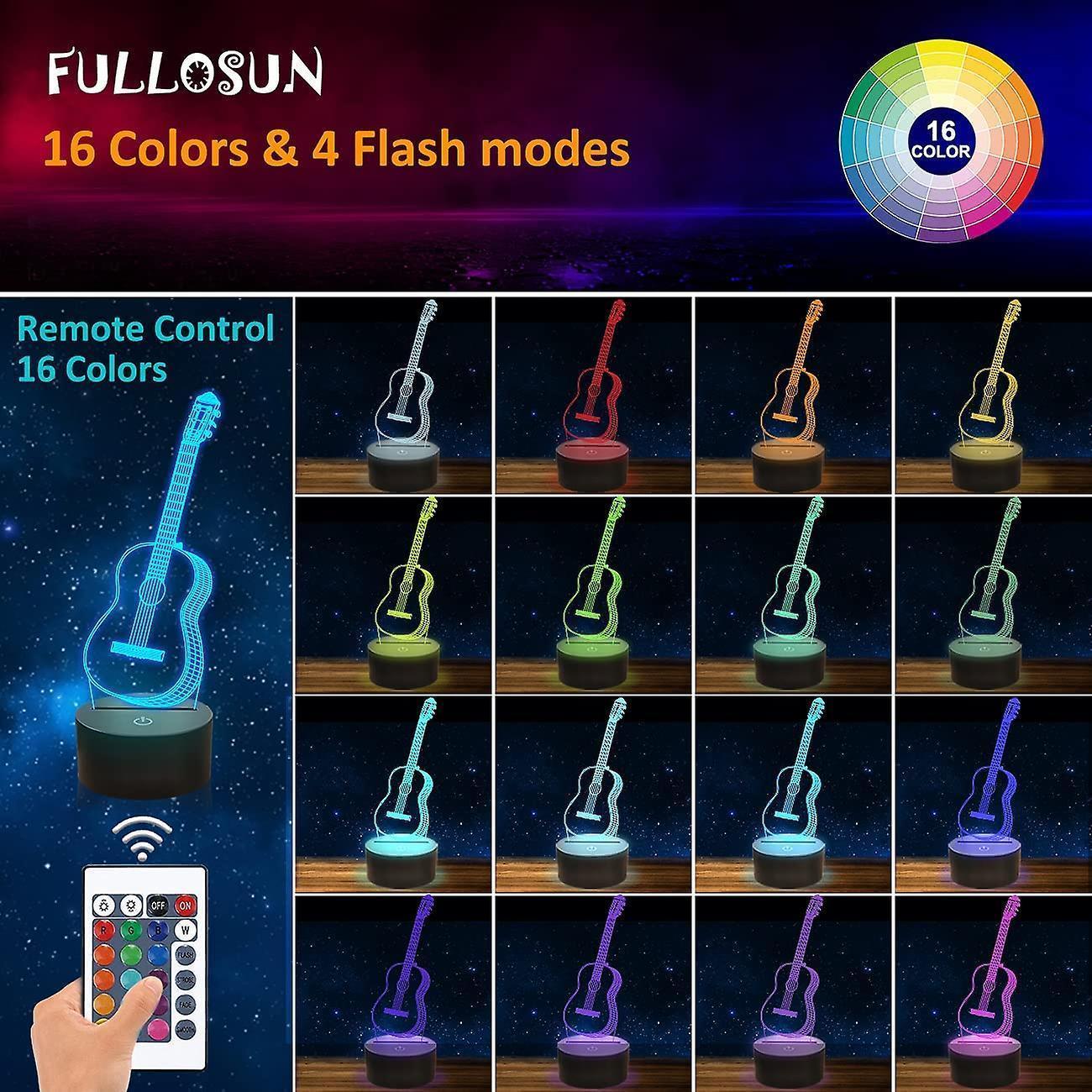 3D Night Light Guitar Gifts for Music Lovers, 3D Illusion Lamp with Remote Gift V1263-JX-2266