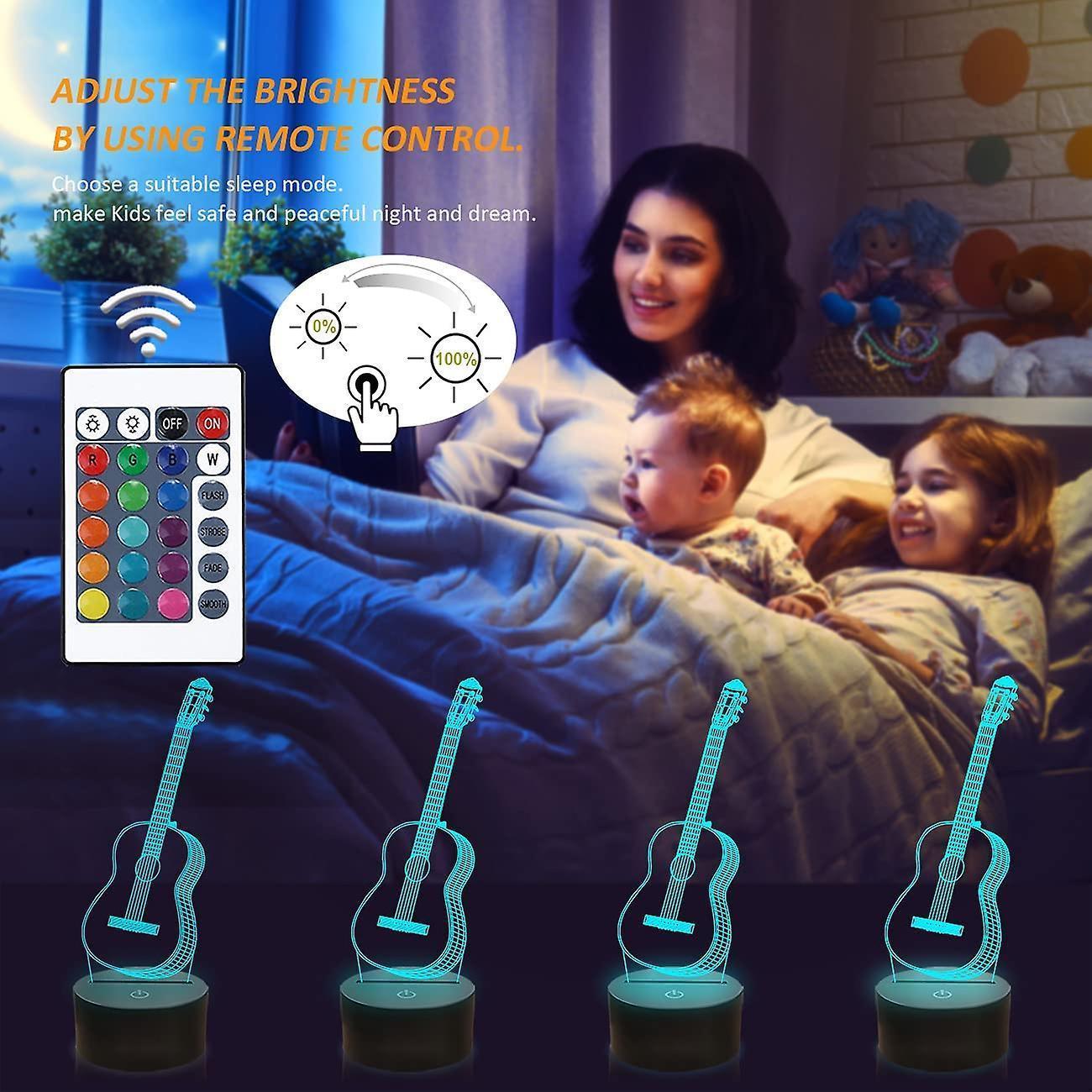 3D Night Light Guitar Gifts for Music Lovers, 3D Illusion Lamp with Remote Gift V1263-JX-2266
