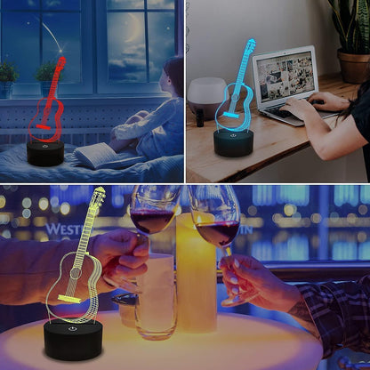 3D Night Light Guitar Gifts for Music Lovers, 3D Illusion Lamp with Remote Gift V1263-JX-2266
