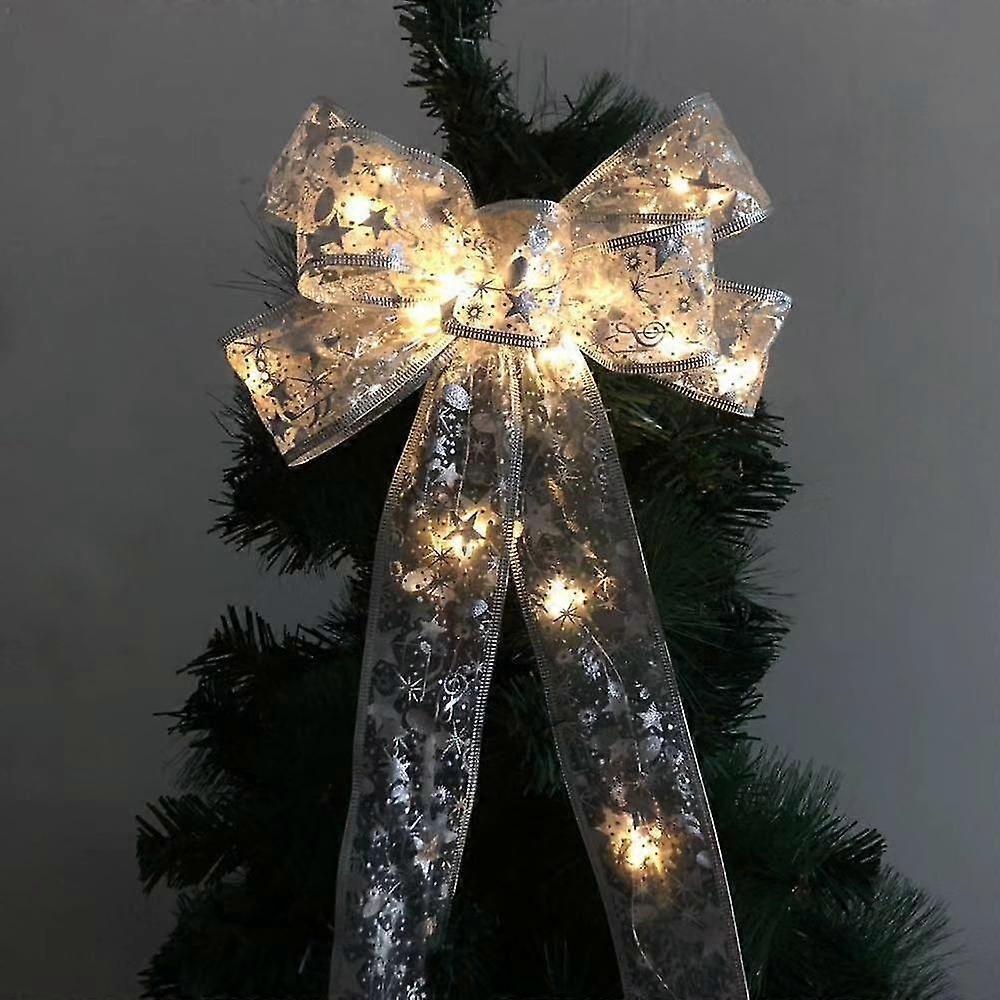 Christmas Transparent Glowing Bow Christmas Tree Decor Xmas Ornament V1263-JX-2275
